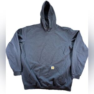 Carhartt Loose Fit Hoodie Men's XLT Blue Pocket Spell Out Workwear Utility